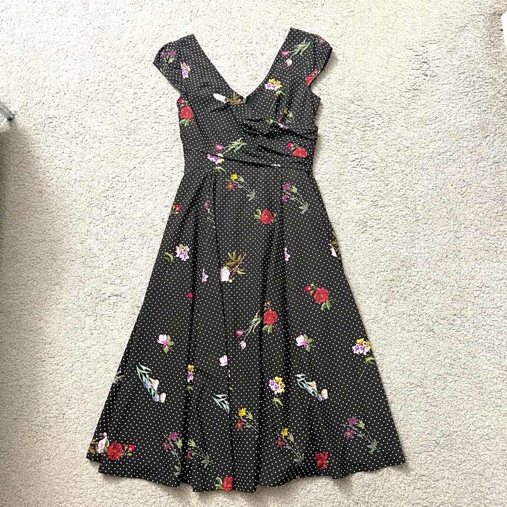 Polka Dot Floral Midi Dress